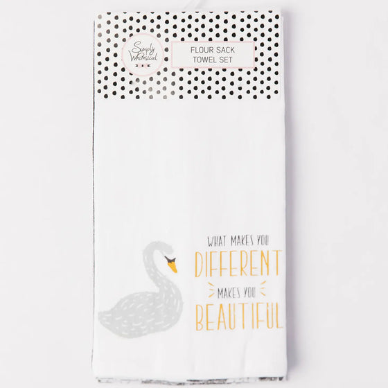 *SALE* Pack of 3 swan flour sack towel set.