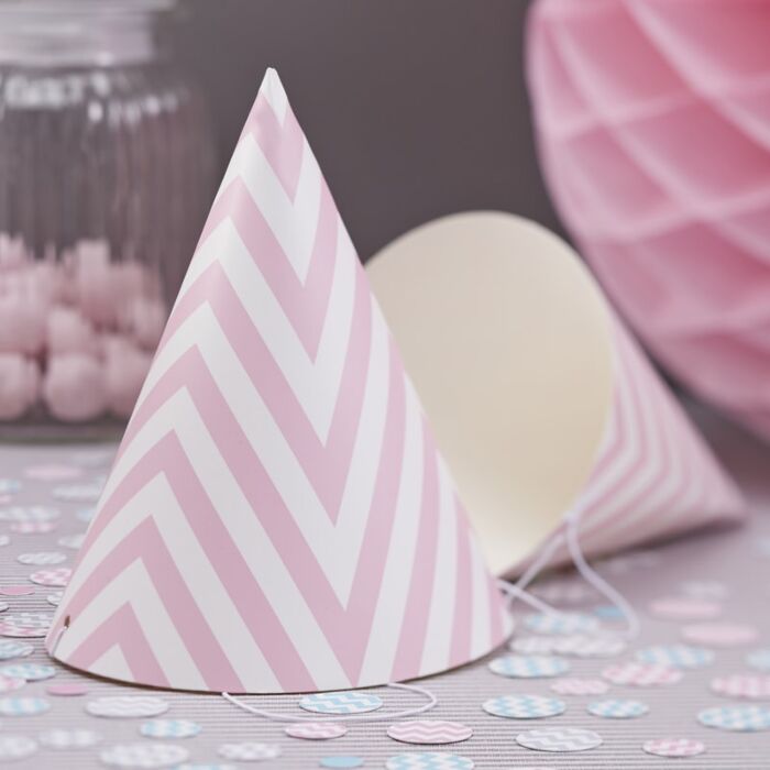 Pink chevron party hats