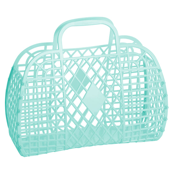 Sun jellies large retro basket - mint