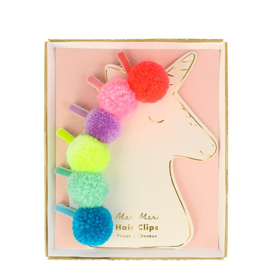 Pom Pom unicorn hair clips - Meri Meri