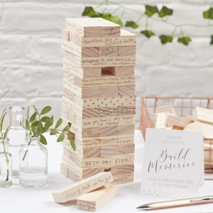 Guest book alternative - wooden block tower