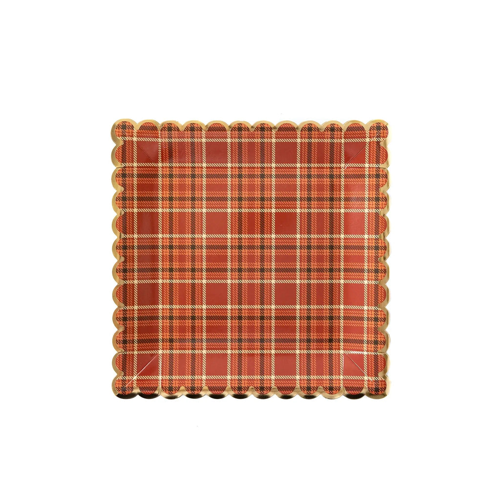 Harvest plaid scalloped plates