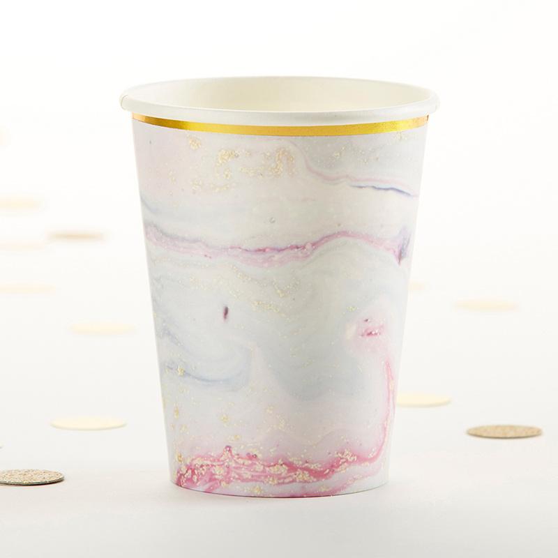 Marbleized paper cups