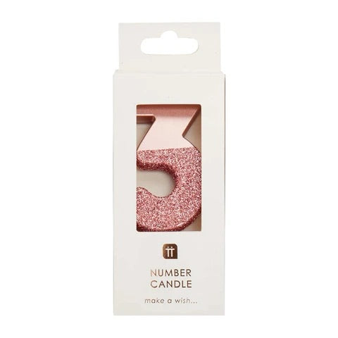 *HALF PRICE* Rose gold glitter number candles