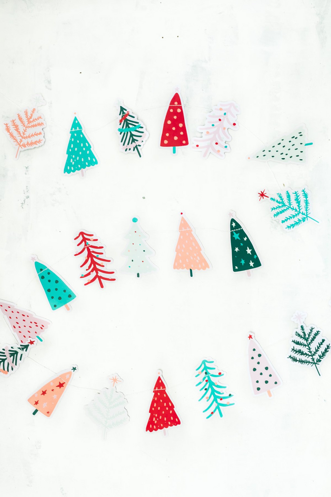 Whimsical Christmas tree banner