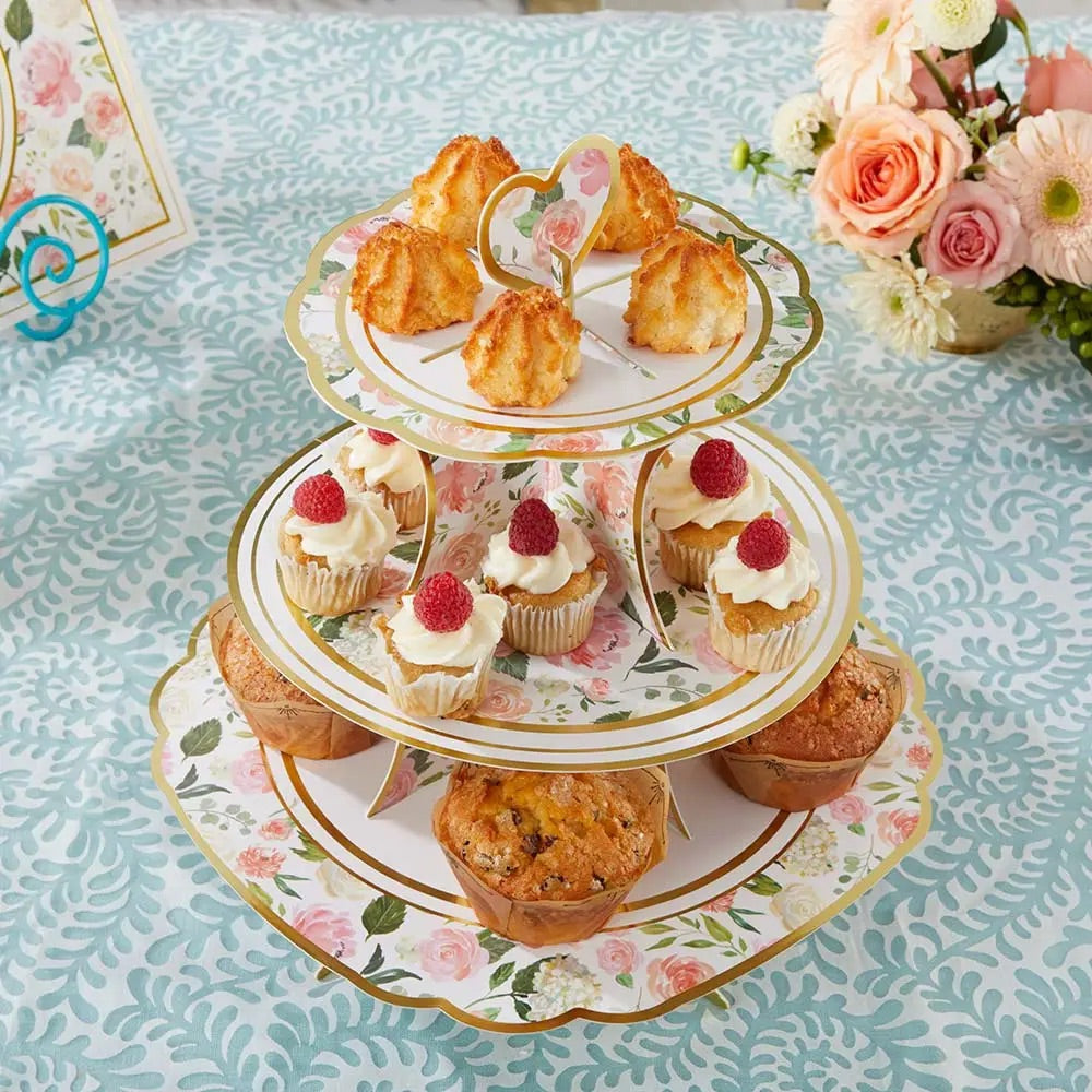 SALE* Floral tier collapsable card stock cake stand LolliLoot
