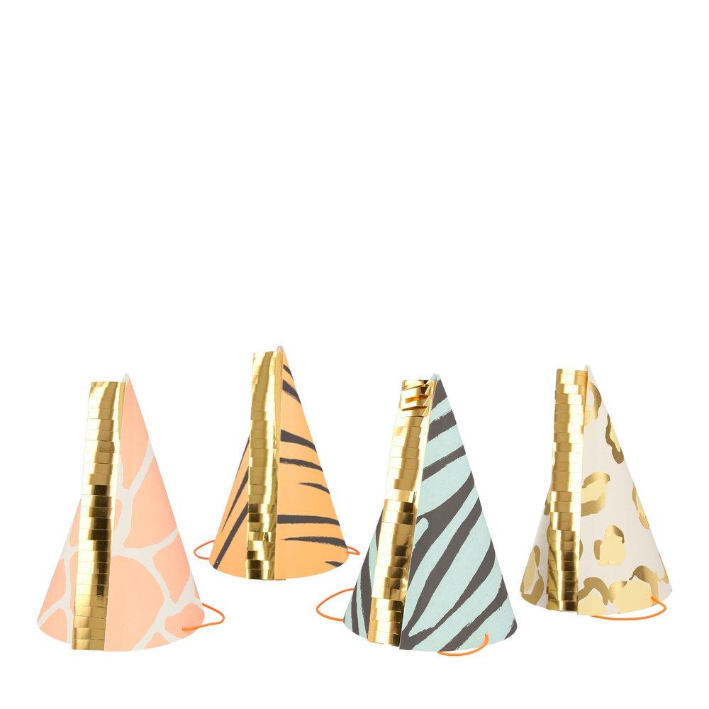 Safari animal print mini party hats - Meri Meri