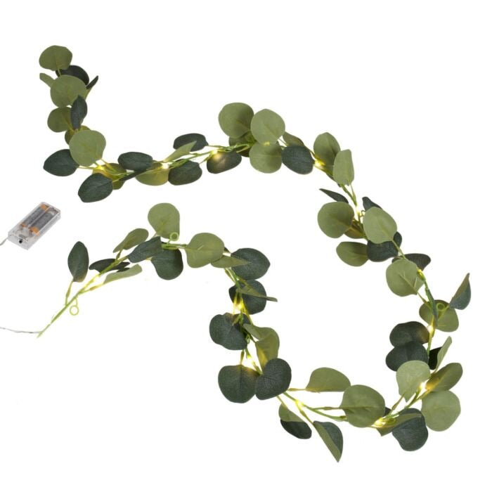 Artificial eucalyptus garland with lights