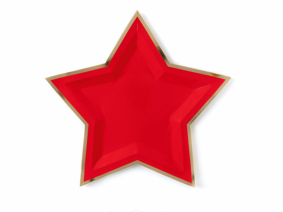 Red star gold foiled plates