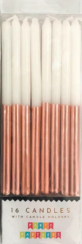 Rose copper dipped candle set